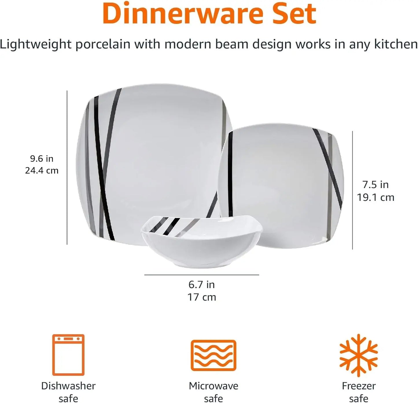 18-Piece Square Dinnerware Set for 6