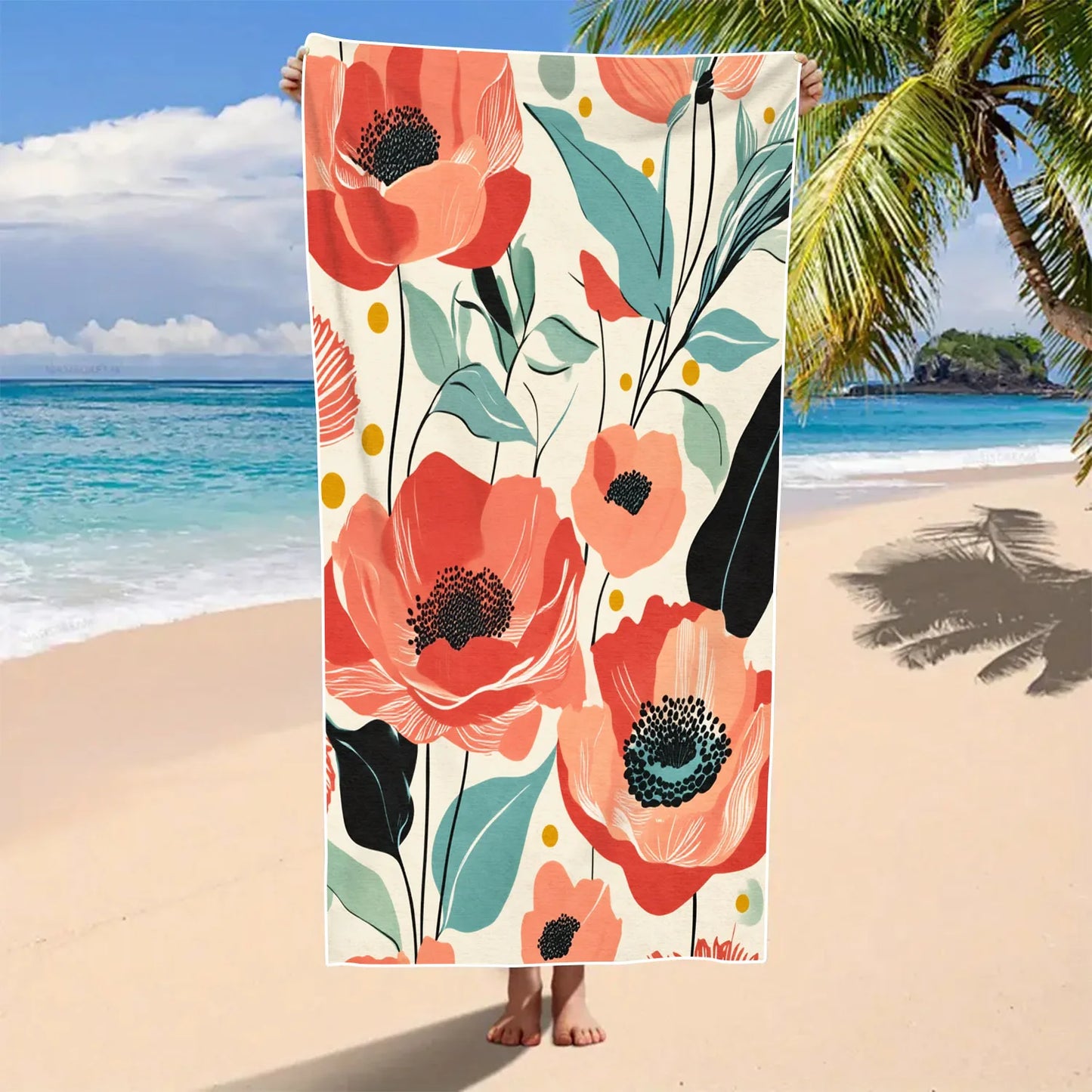 Flower Pattern Beach Towel