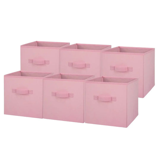 6-Pack Pink Collapsible Fabric Storage Bins
