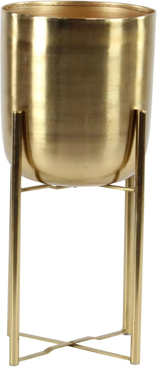 Large Gold Metal Indoor Outdoor Planter Set
