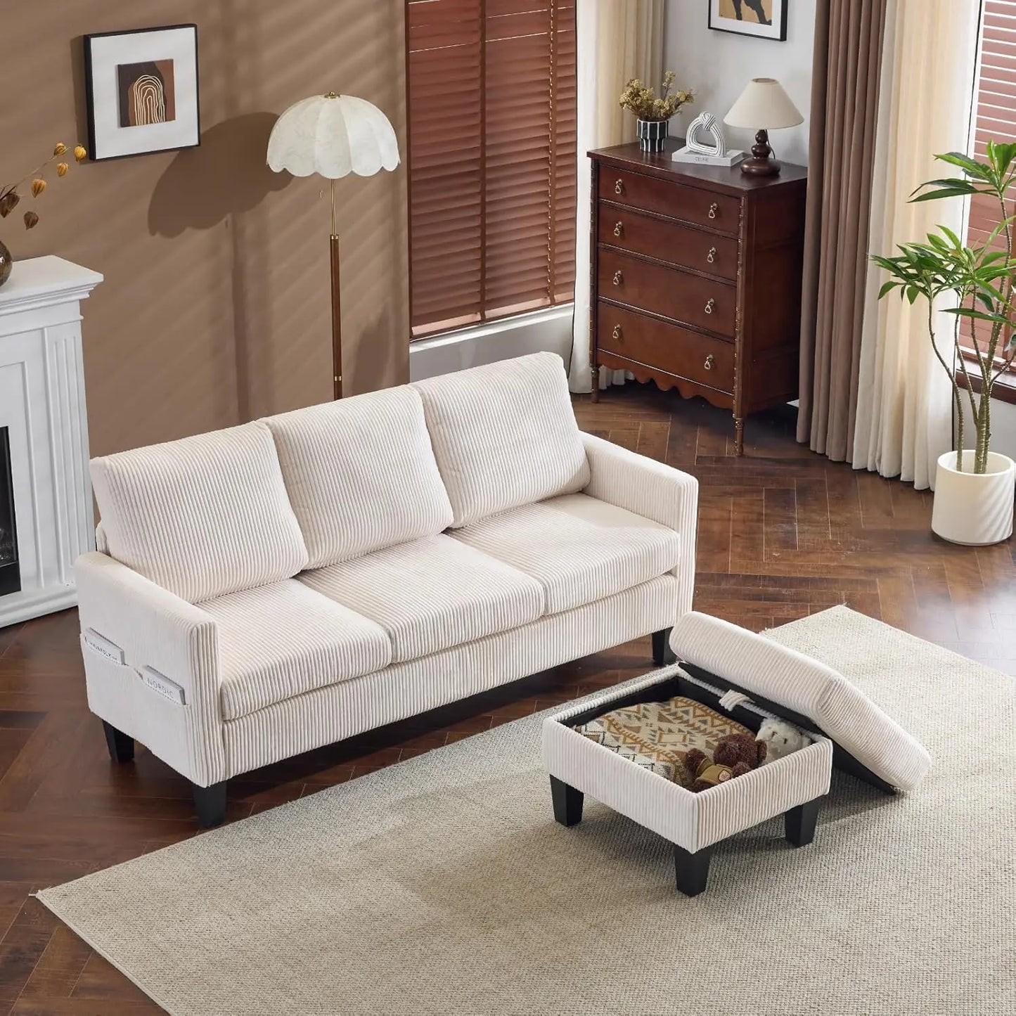 L Shaped Couch with Movable Storage