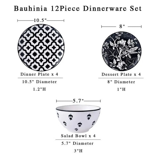 Ceramic Plates and Bowls for 4