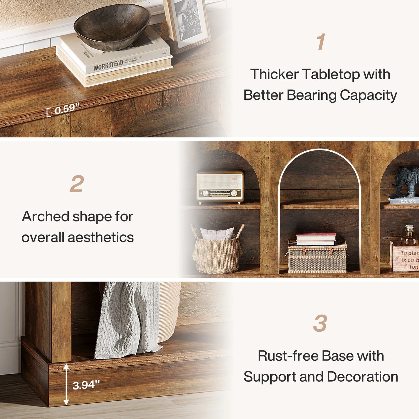 Entryway Table with 3 Tier Storage