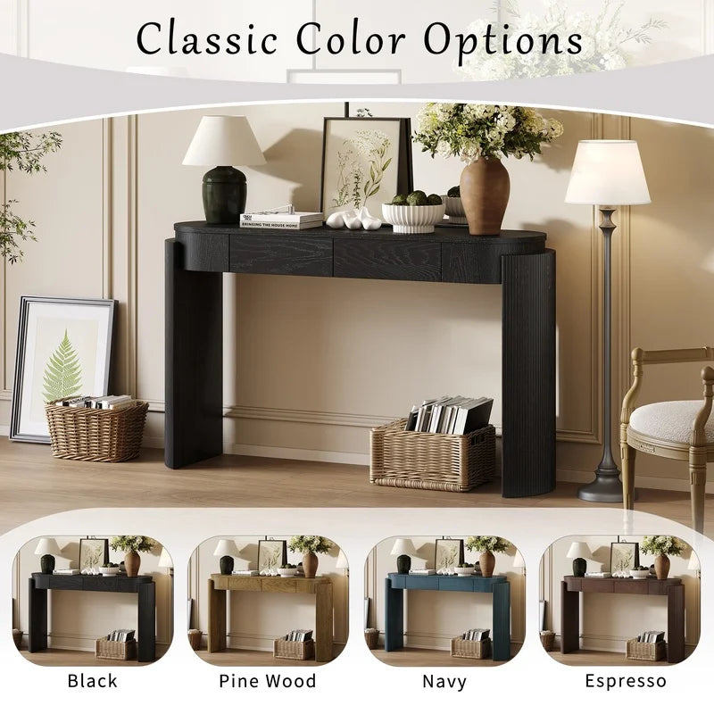 Black Entryway Table with Fluted Design