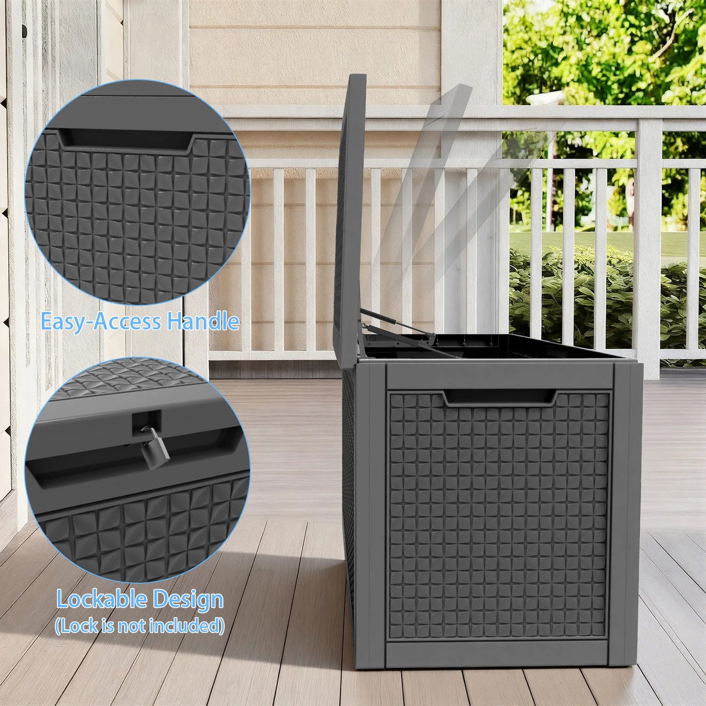 100 Gallon Resin Deck Box, Lockable