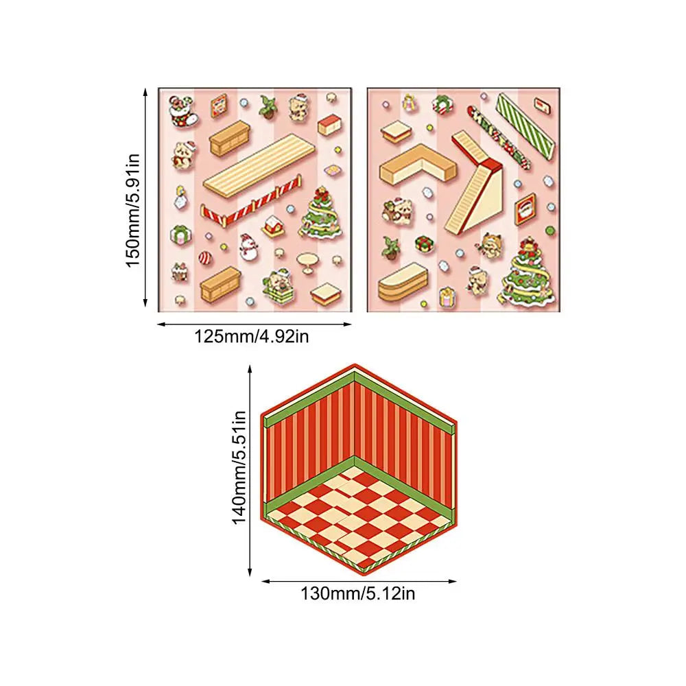 3D Christmas House Stickers Miniature