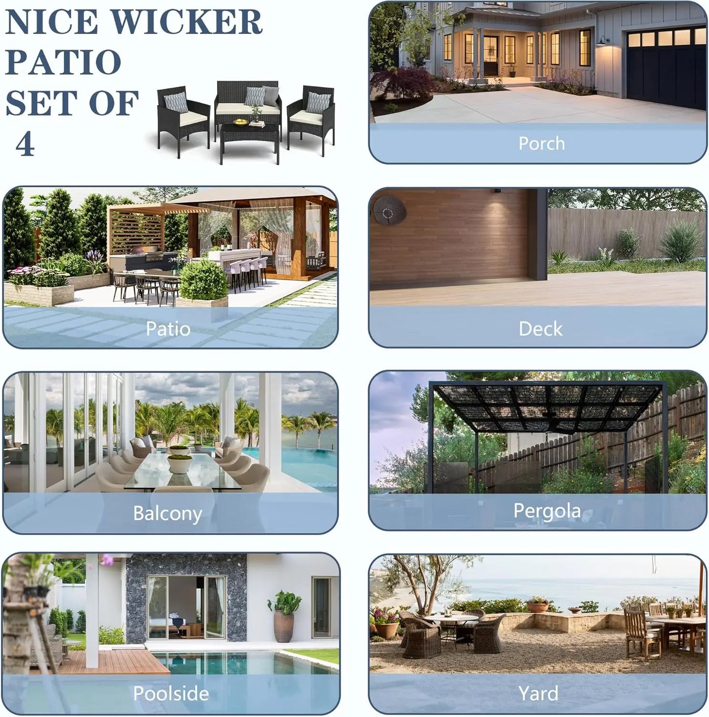 Outdoor Wicker Rattan Patio Set