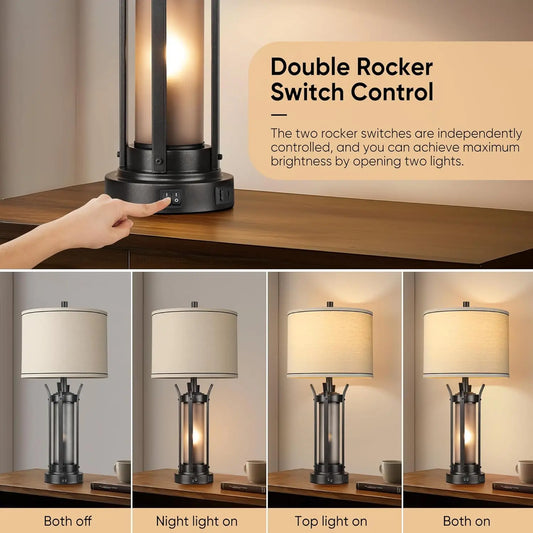 Farmhouse Table Lamps Set of 2