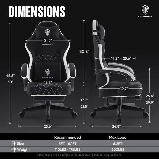 Fabric Gaming Chair with Footrest