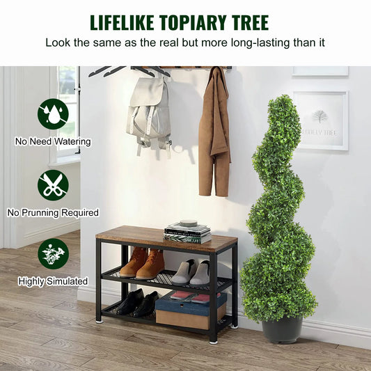 1/2pcs Artificial Boxwood Tower Topiary Spiral
