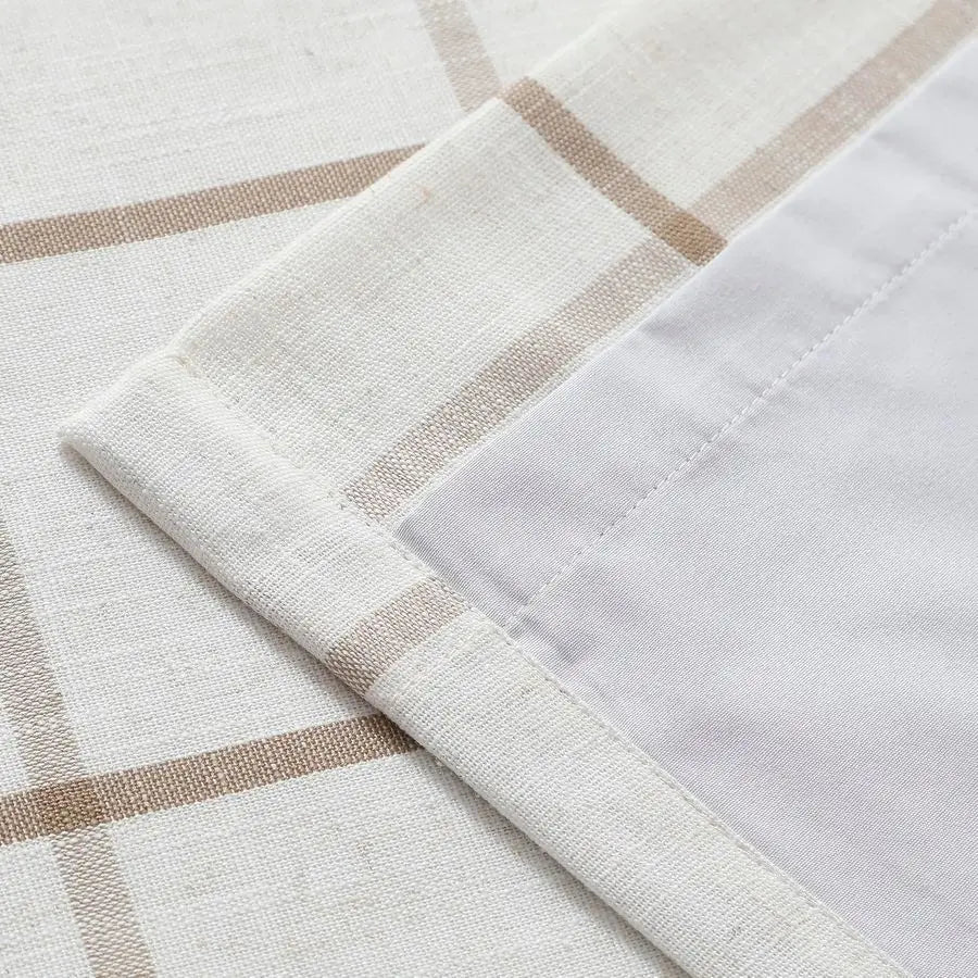 Linen Plaid Full Blackout Curtains 90inch