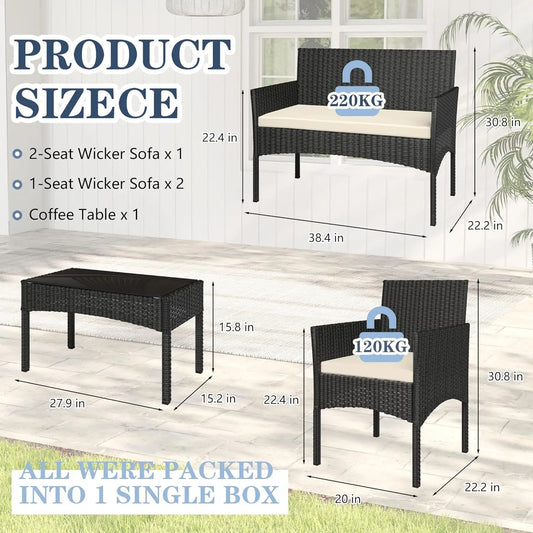 Outdoor Wicker Rattan Patio Set