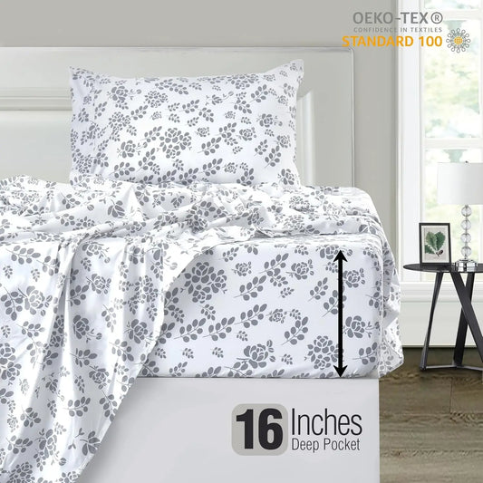 Lux Décor 4Pc Floral Sheet Set