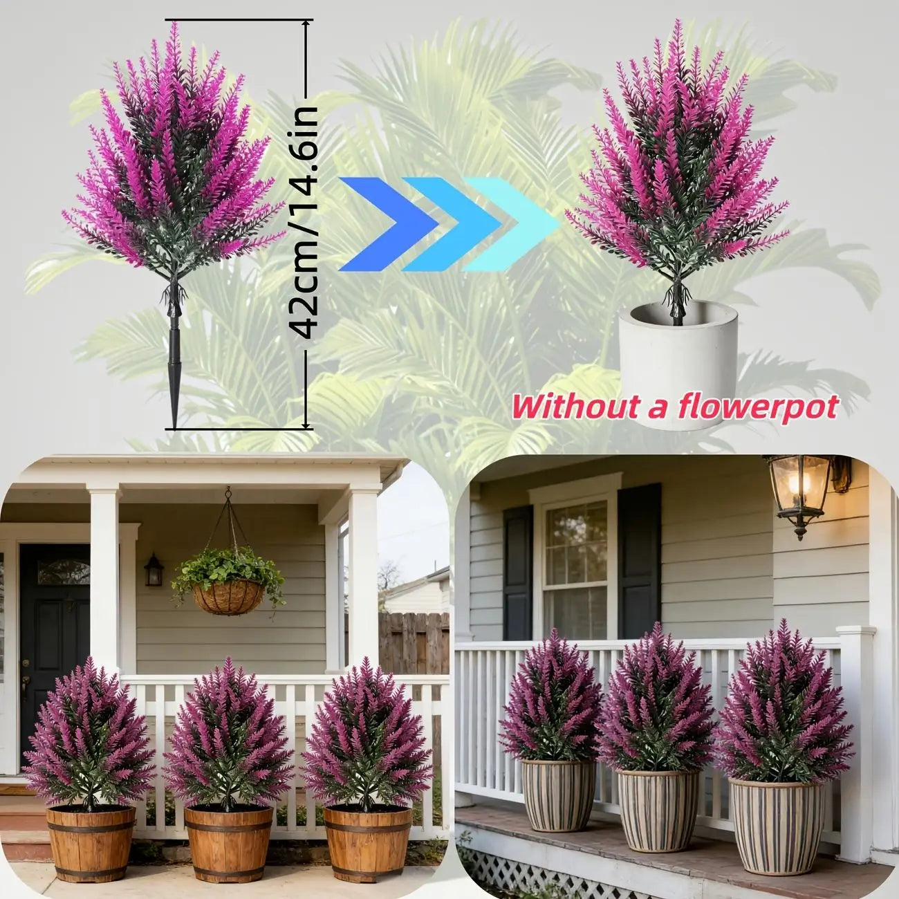 2Pcs Artificial Lavender Topiary Tree