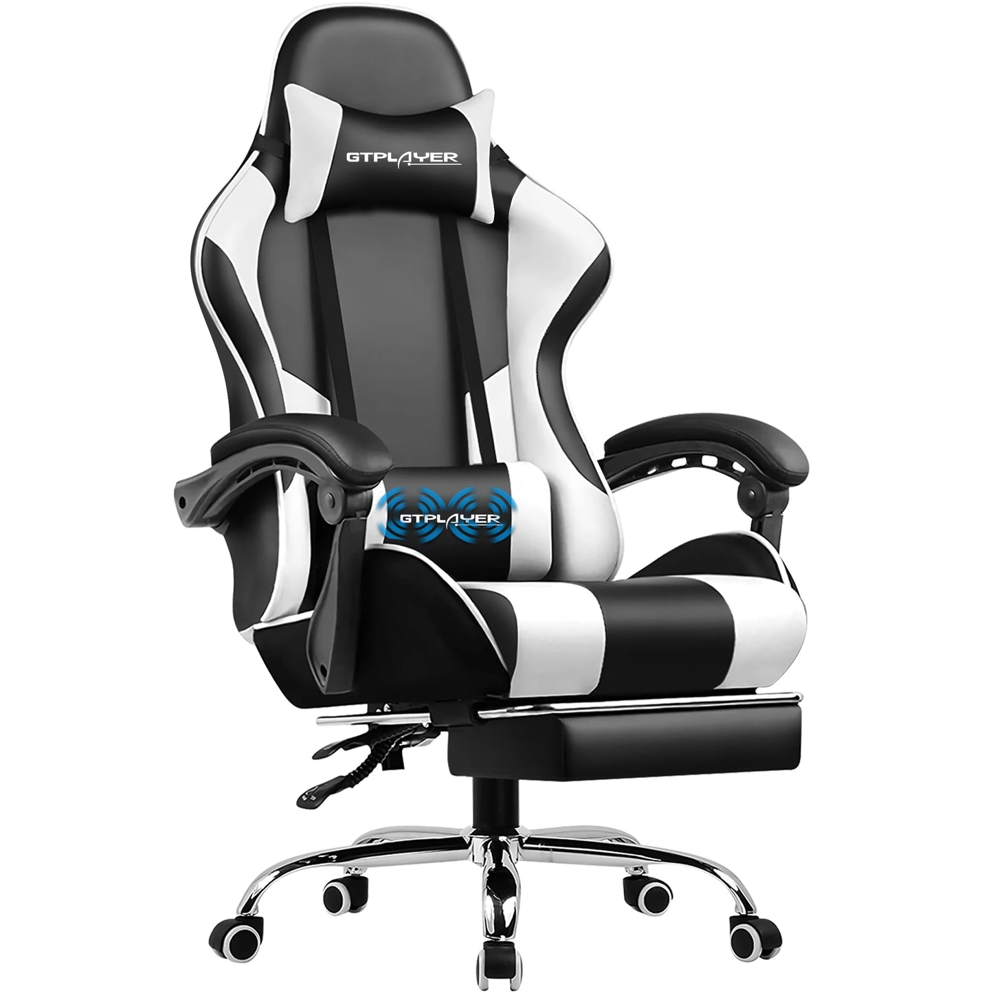 Gaming Chair with Footrest, Lumbar Support