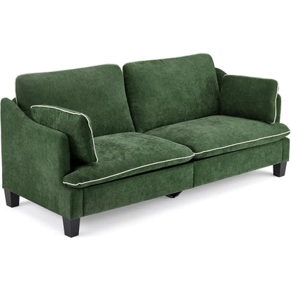 Linen Velvet Loveseat with Piped Cushions