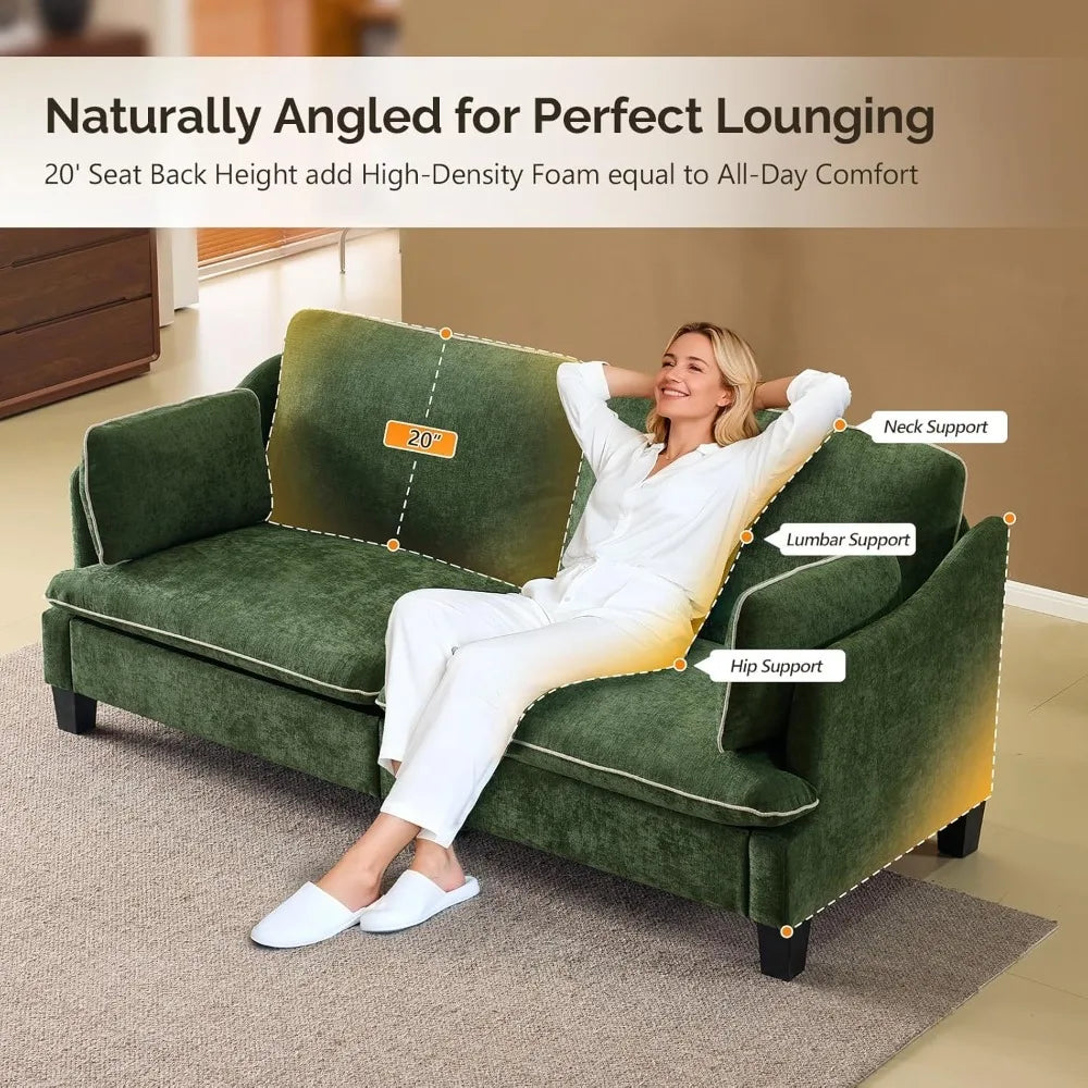 Linen Velvet Loveseat with Piped Cushions