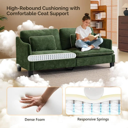 Linen Velvet Loveseat with Piped Cushions
