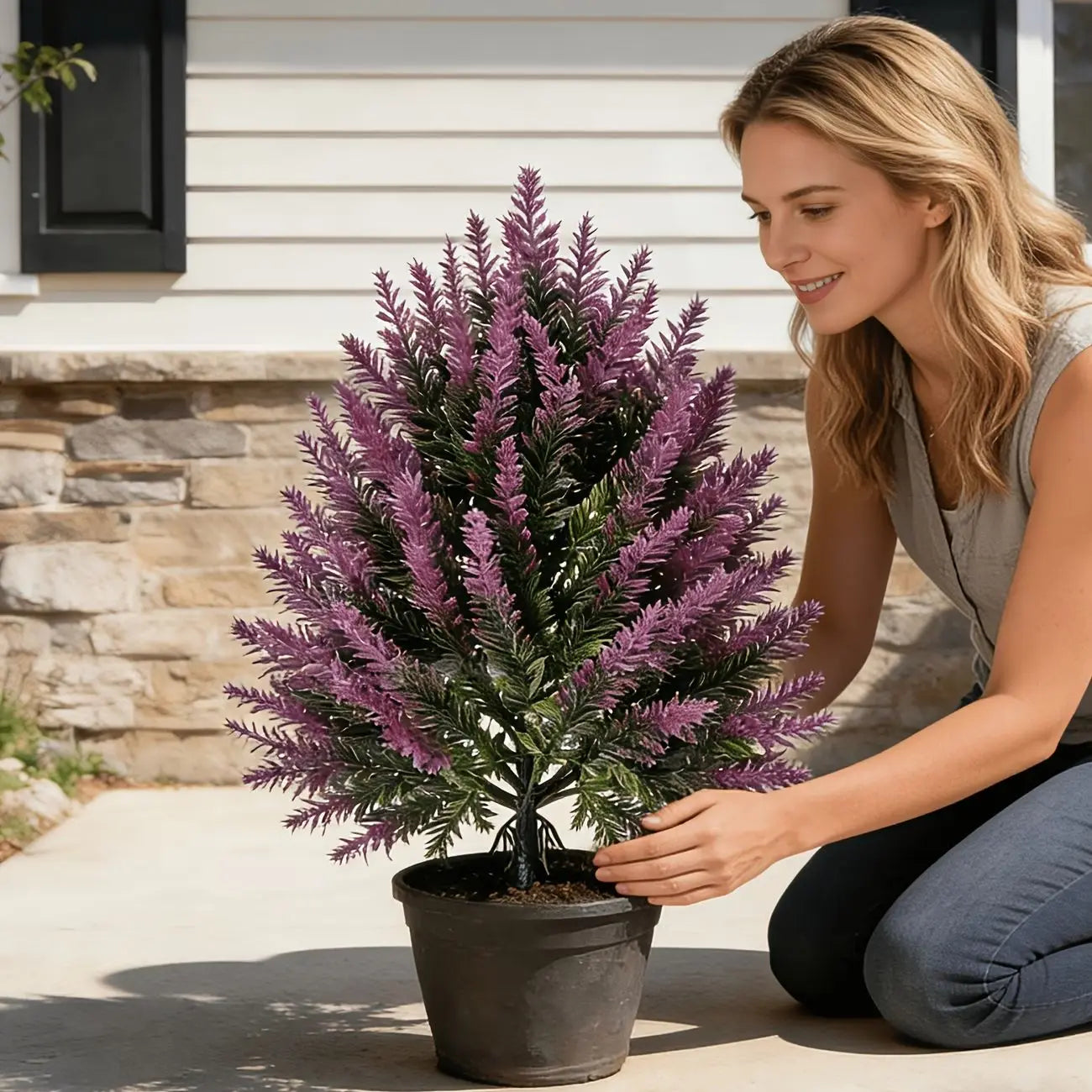 2Pcs Artificial Lavender Topiary Tree