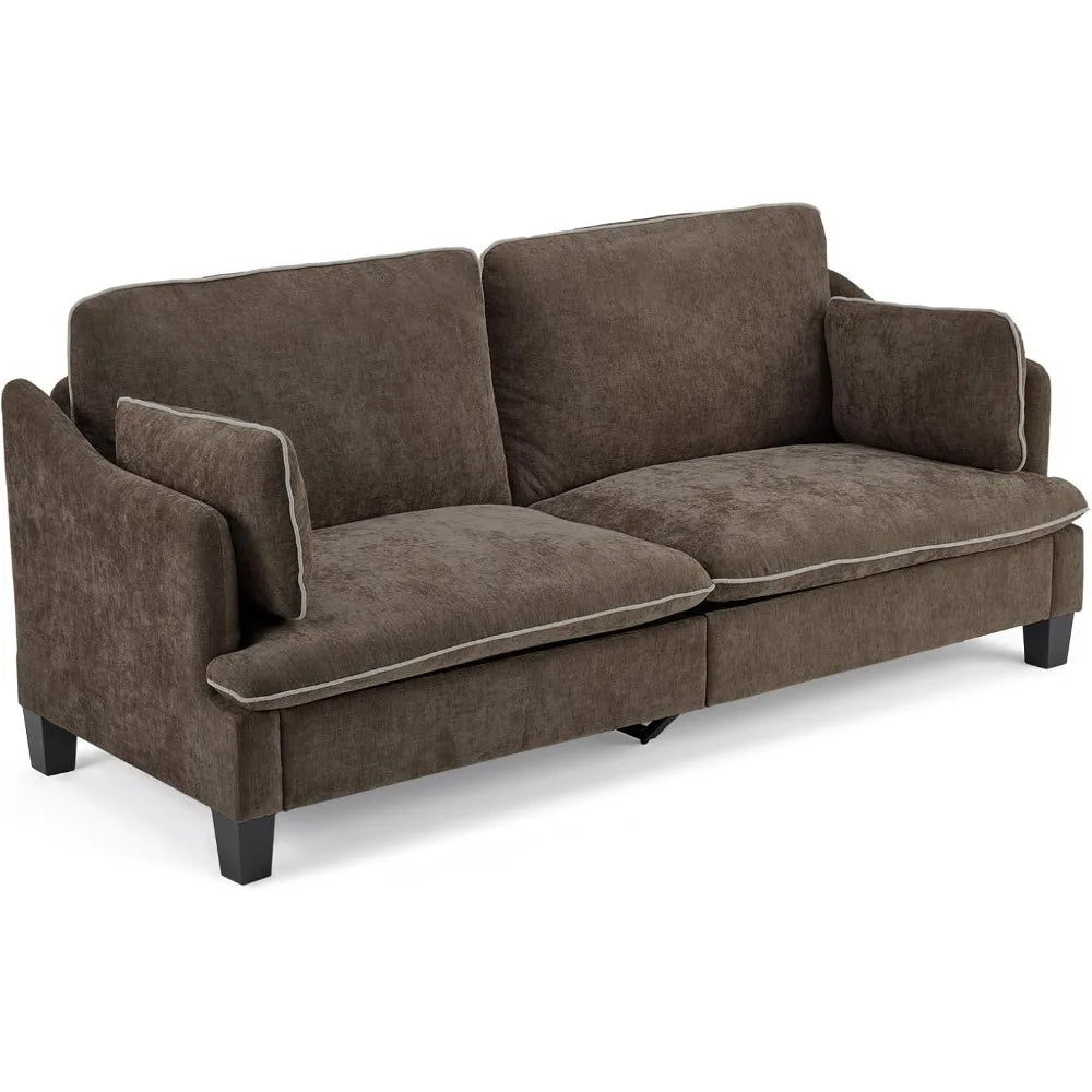 Linen Velvet Loveseat with Piped Cushions