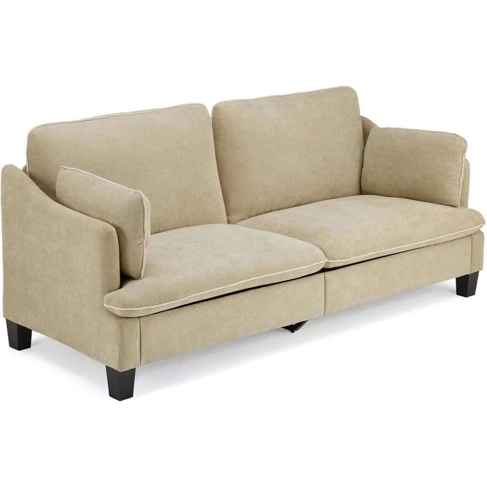 Linen Velvet Loveseat with Piped Cushions