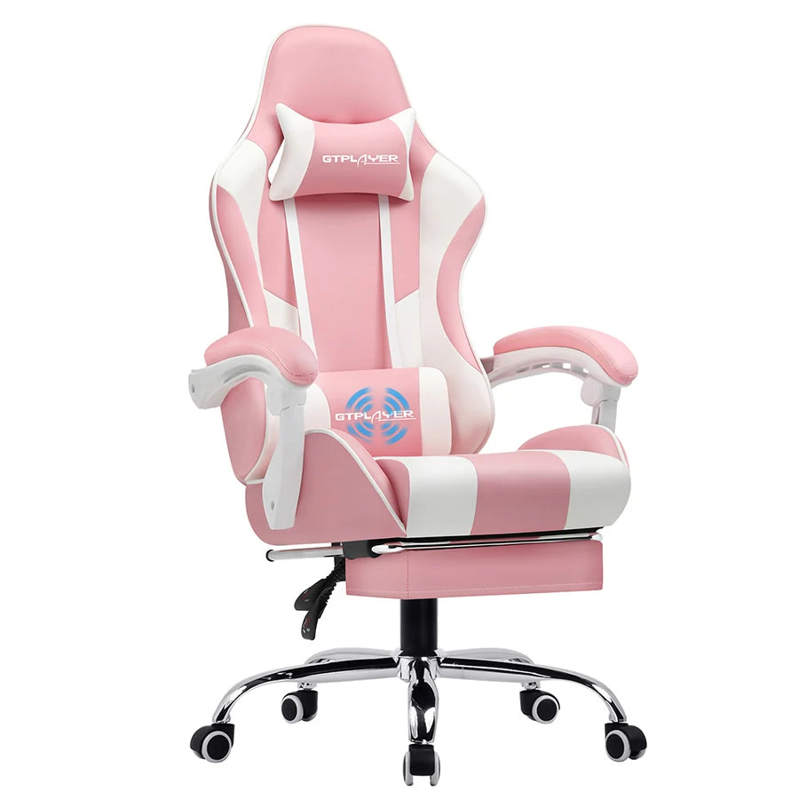 Gaming Chair with Footrest, Lumbar Support