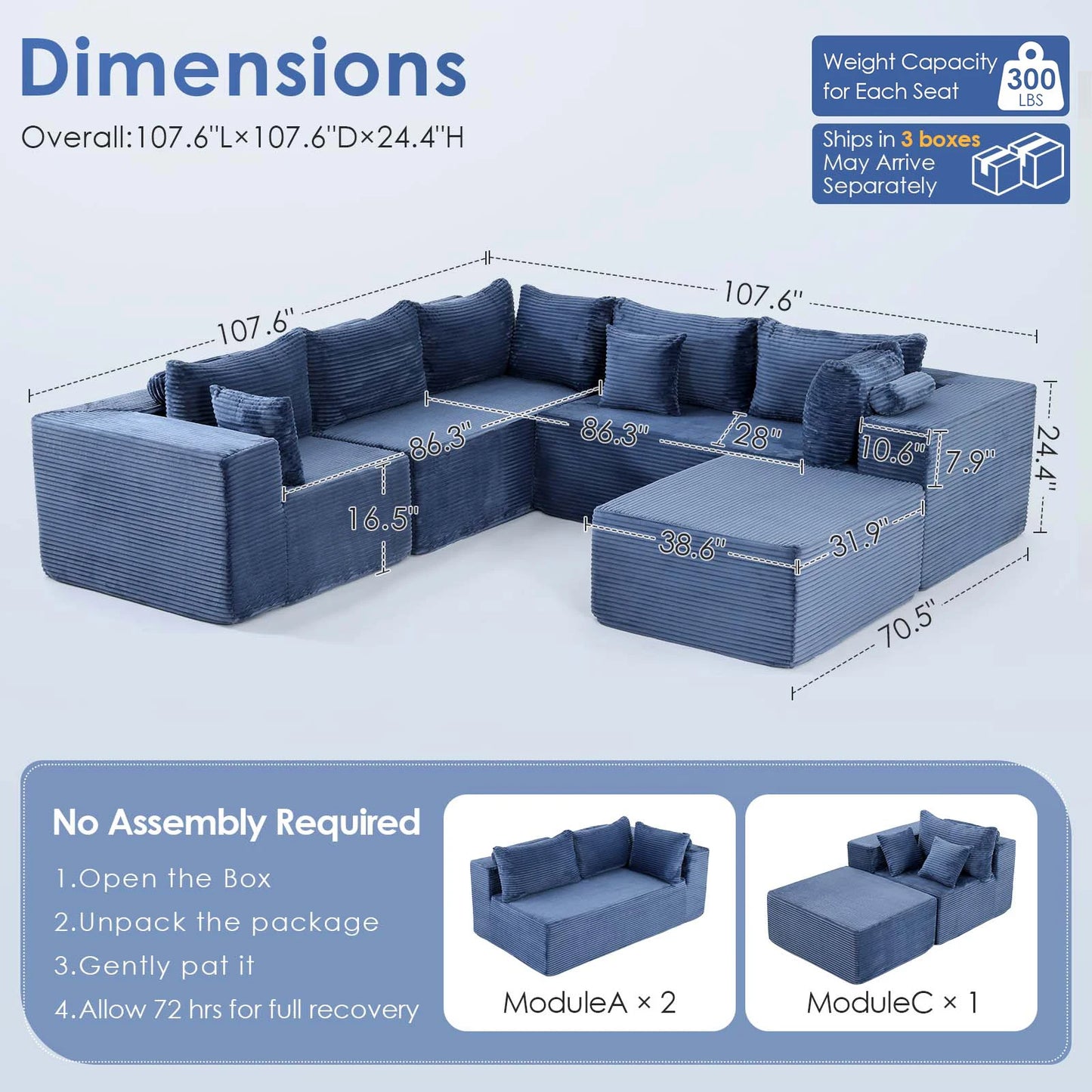 6 Seat Modular Sectional Sofa