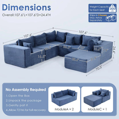 6 Seat Modular Sectional Sofa