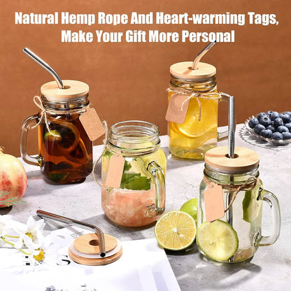 16 oz Mason Jars with Handle and Straws