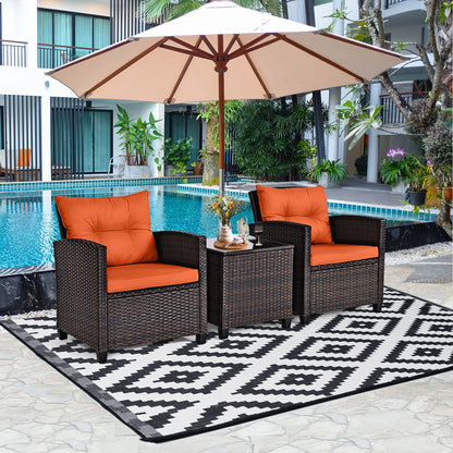 3 PC Patio Rattan Furniture Set