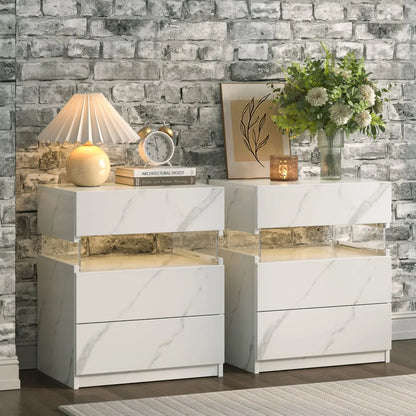 Bedside Tables Set with LED Lighting