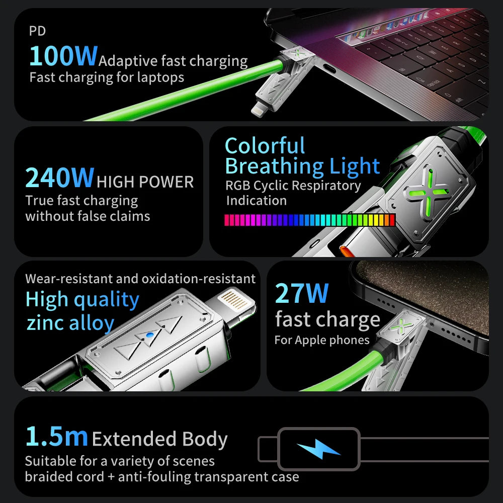 4-in-1 Super Fast Charging Data Cable for Iphone and Samsung