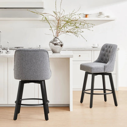 Gray Tufted Swivel Bar Stools Set Of 4