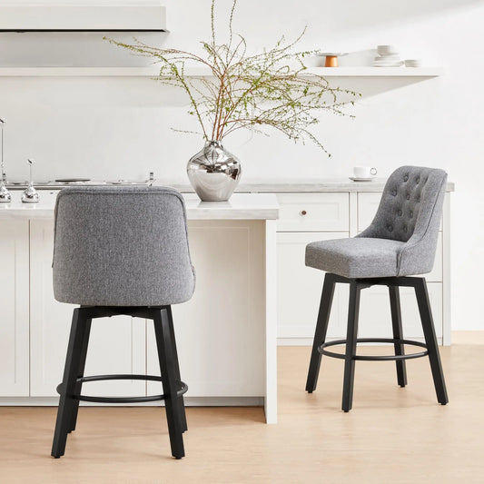 Gray Tufted Swivel Bar Stools Set Of 4