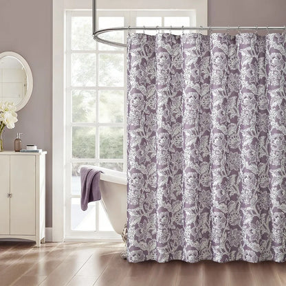 Purple Floral Shower Curtain Set
