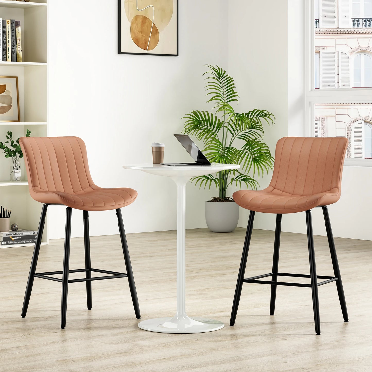 Faux Leather Counter Stools Set of 2