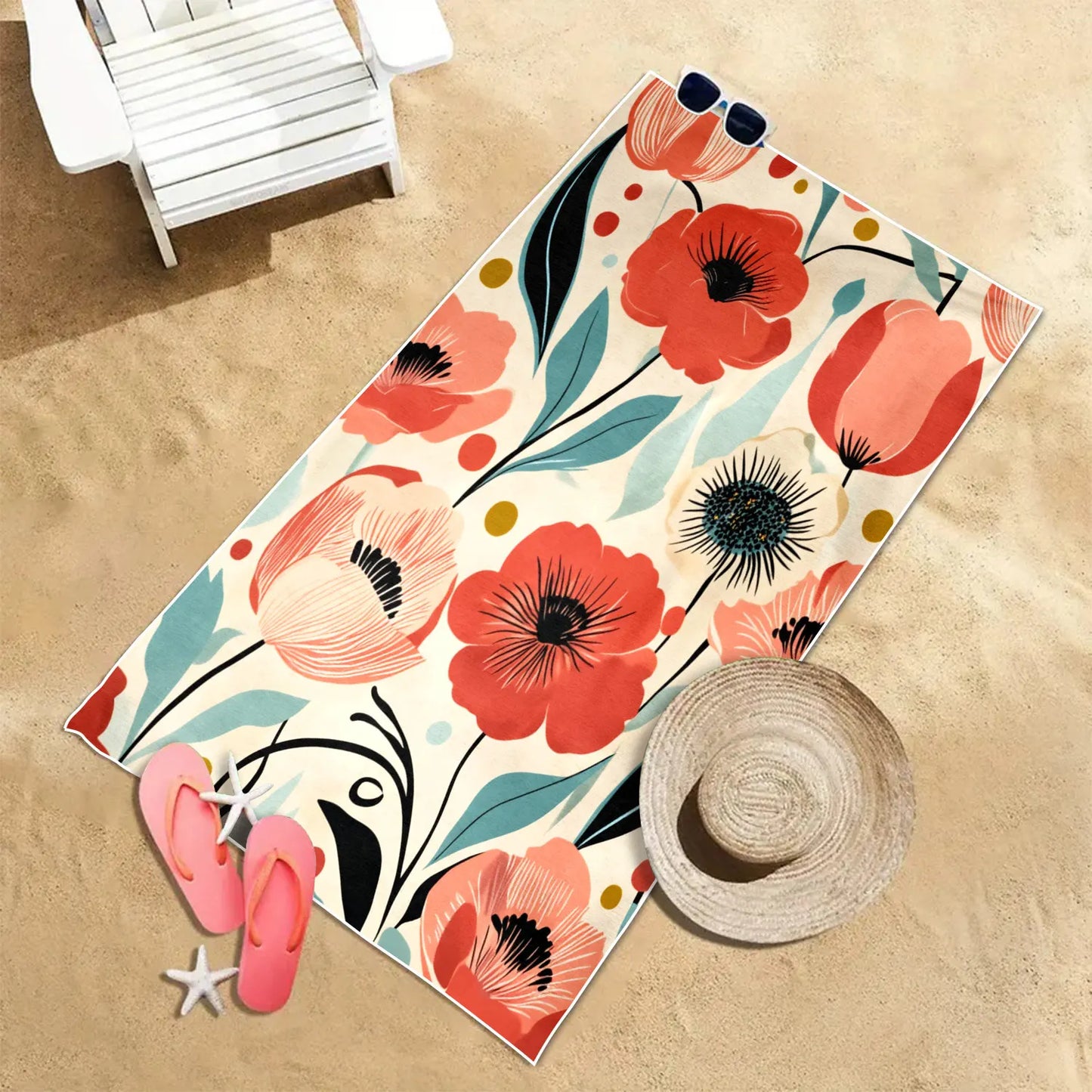 Flower Pattern Beach Towel