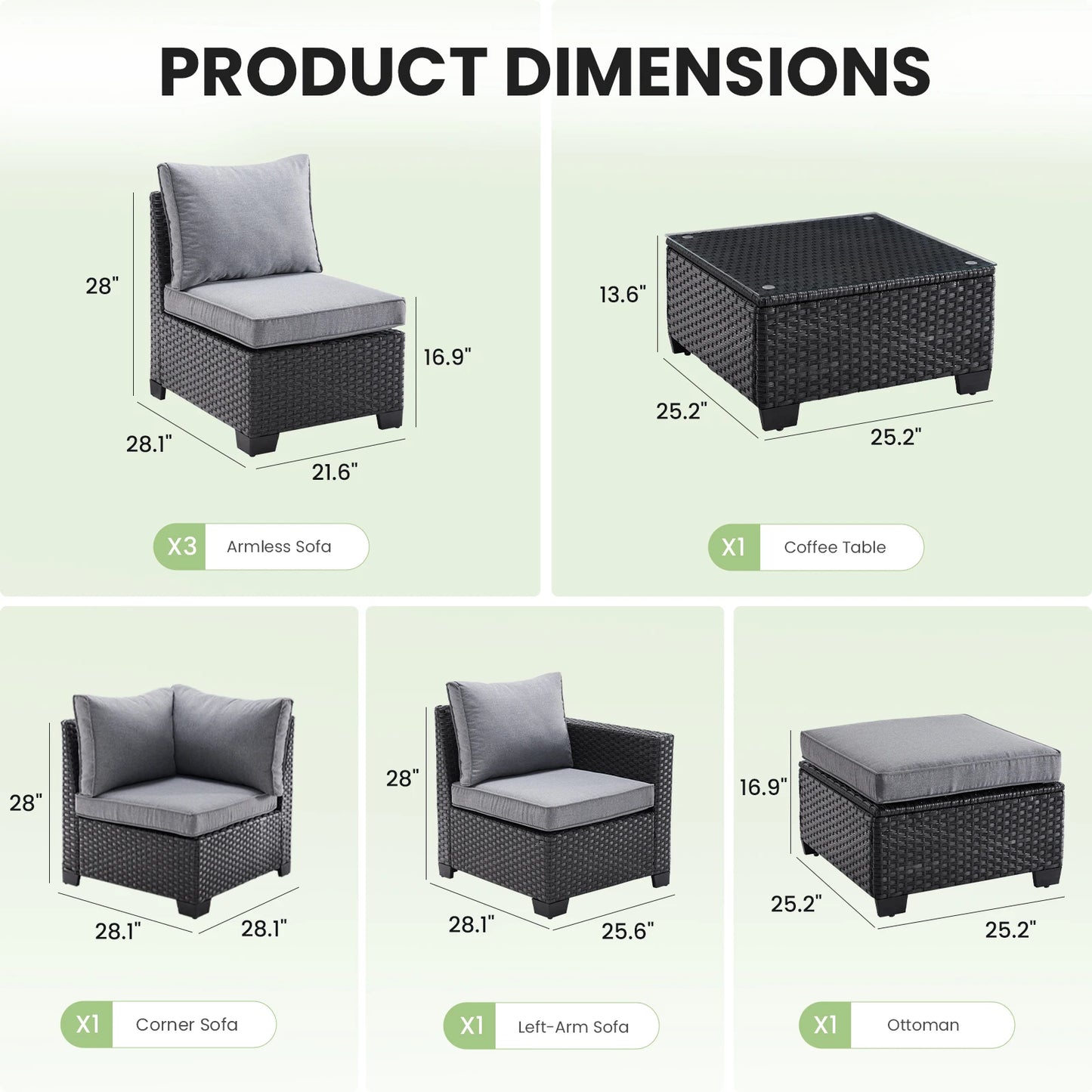 Outdoor Furniture with Ottoman
