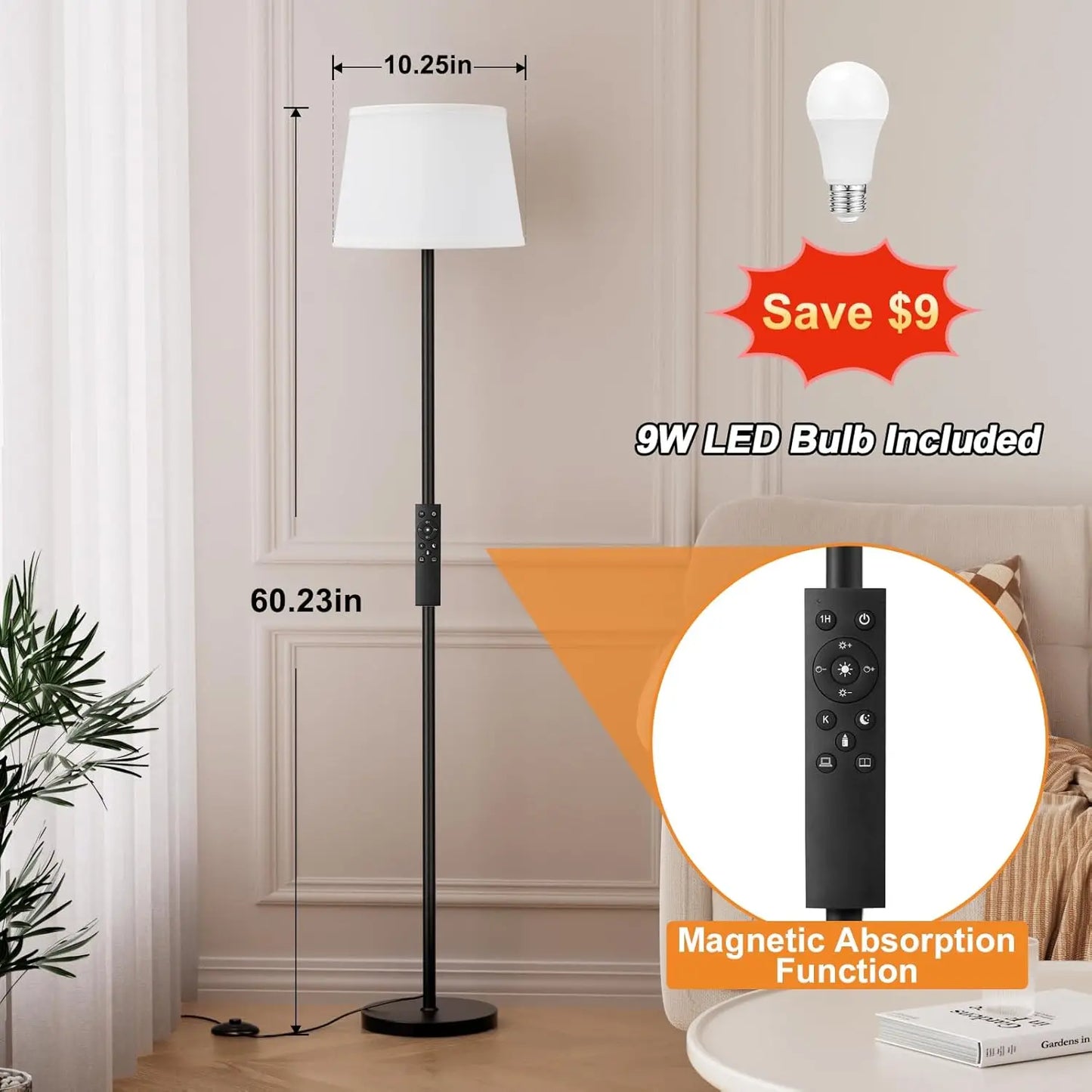 LED Floor Lamp with Remote Control