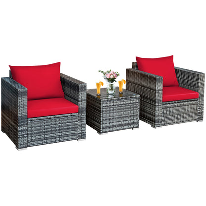 3 PC Patio Rattan Furniture