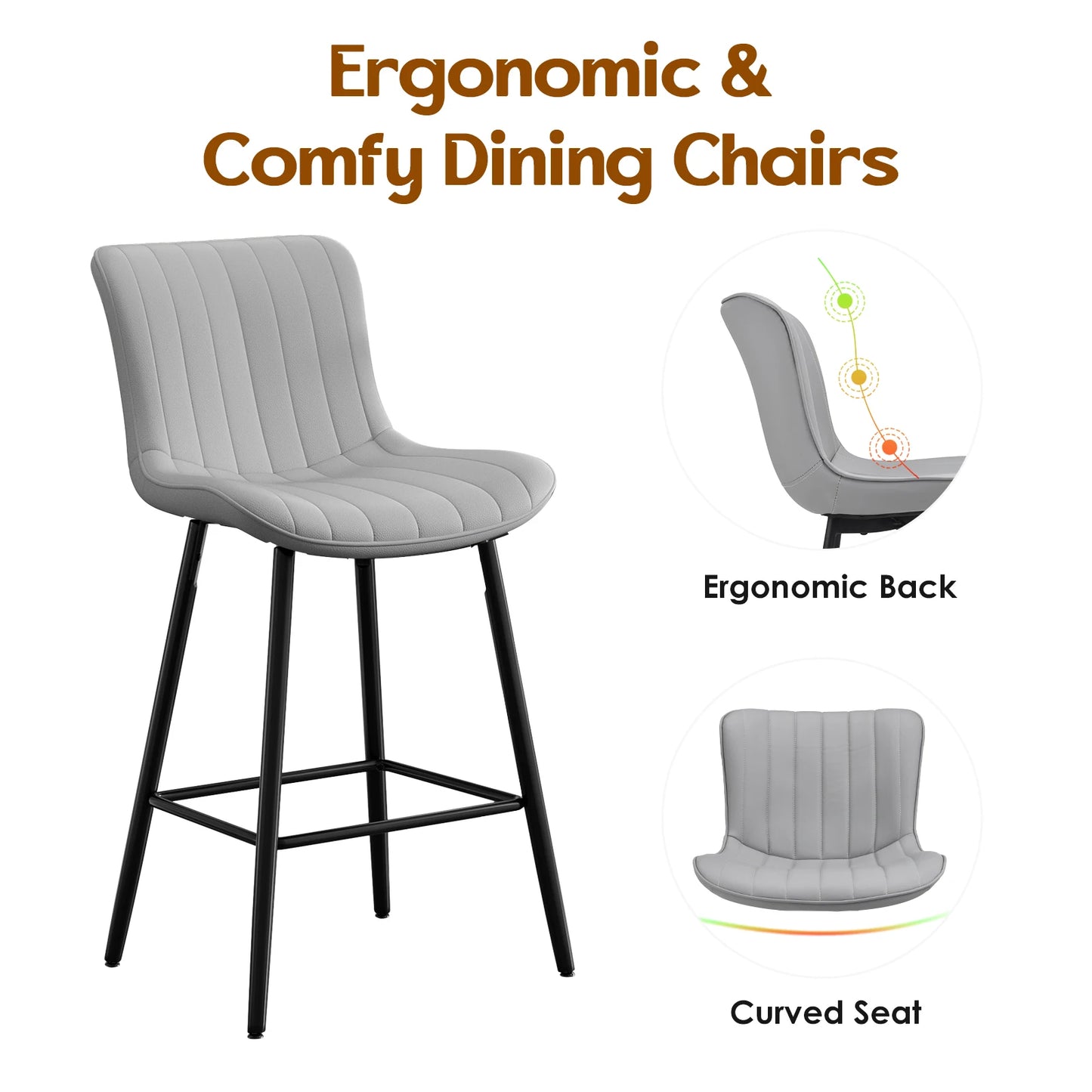Faux Leather Counter Stools Set of 2