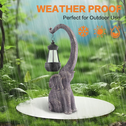 2pcs Solar Plastic Elephant Statue with LED Lights