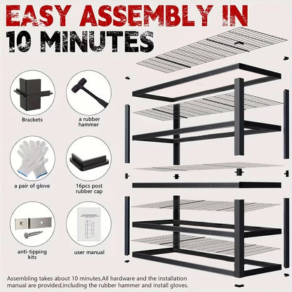 Heavy-Duty Metal Storage Rack