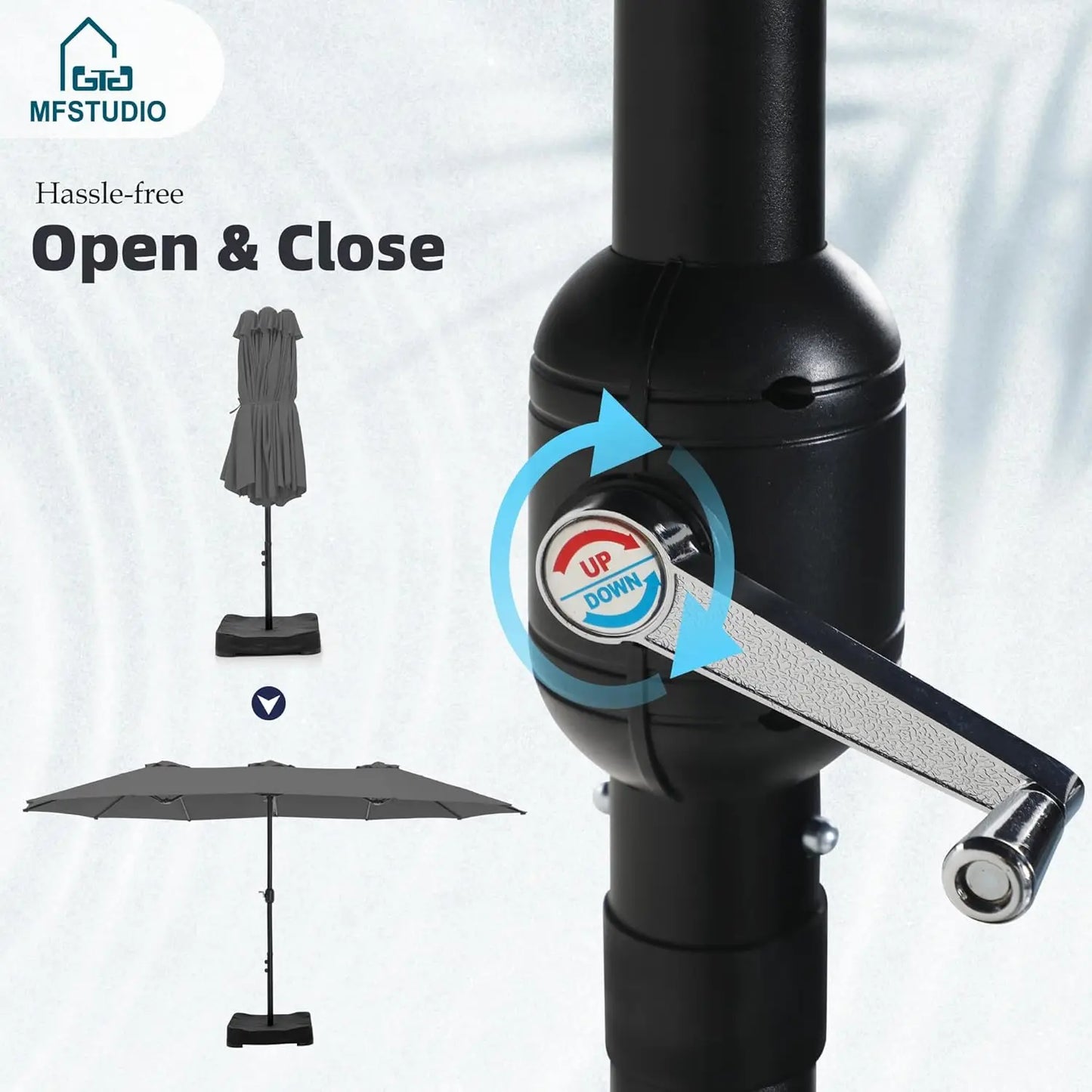 15ft Double Sided Patio Umbrella with Base