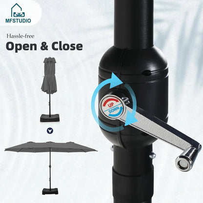 15ft Double Sided Patio Umbrella with Base