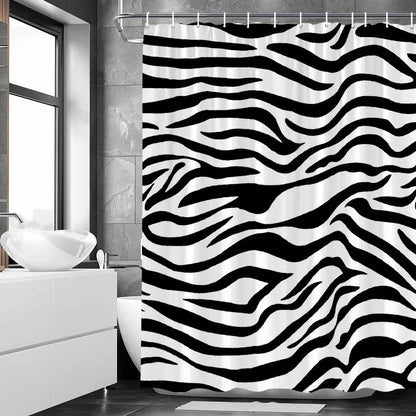 Black White Zebra Skin Printing Shower Curtain