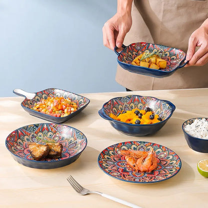 New Bohemian Style Ceramic Household Dishes Set