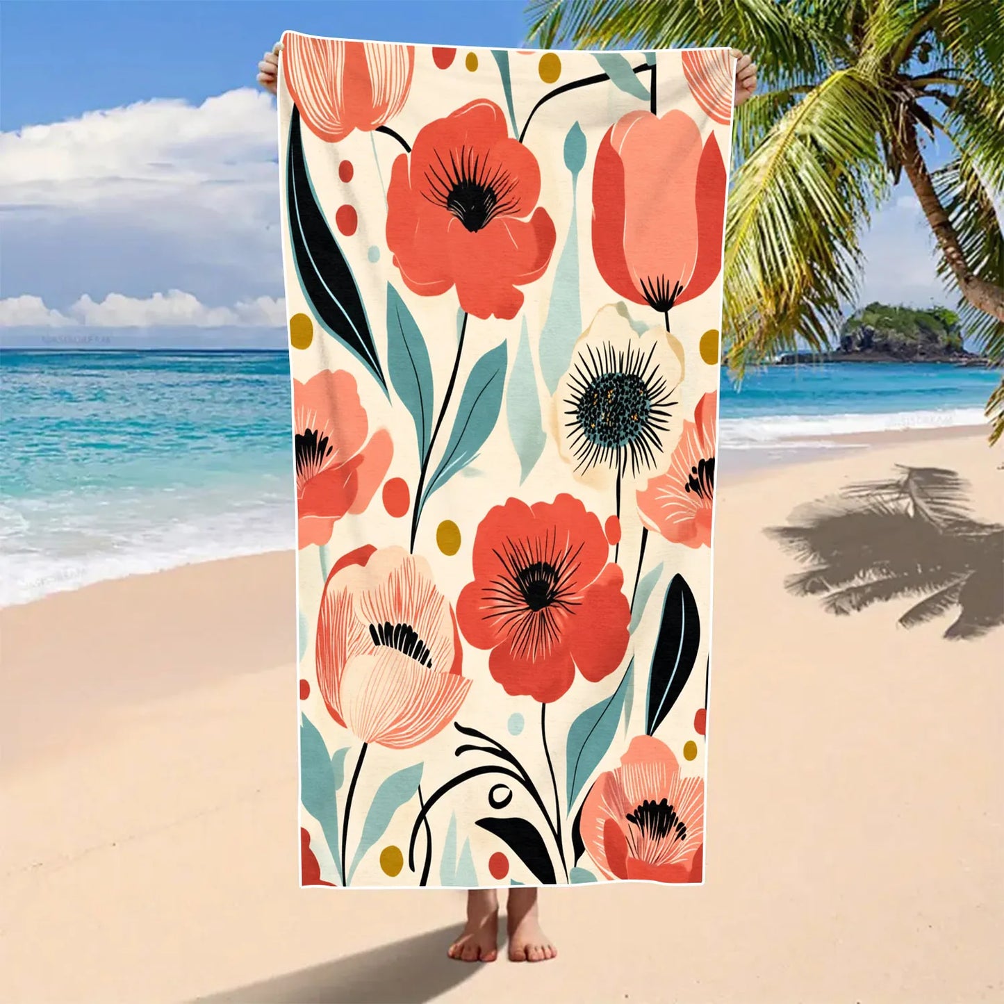 Flower Pattern Beach Towel
