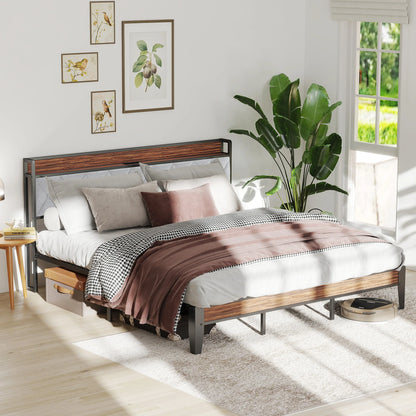 Heavy Duty Metal Bed Frame with Headboard