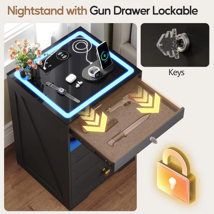 Smart Nightstand with Lockable Drawer